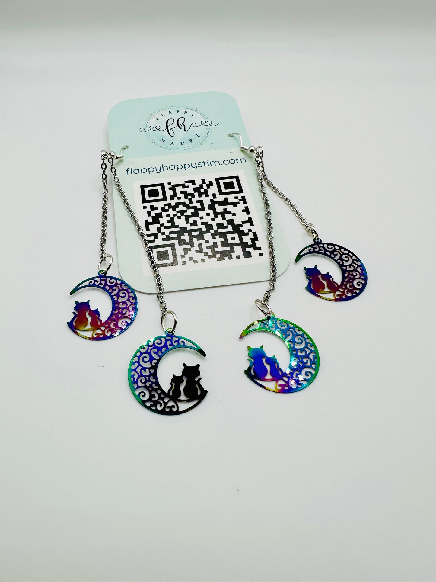 Cat on the Moon Fidget Earrings