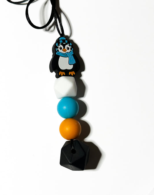 Winter Penguin Bead Chew Necklace