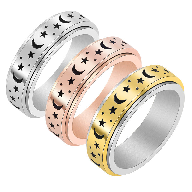 Moon & Stars Spinner Rings
