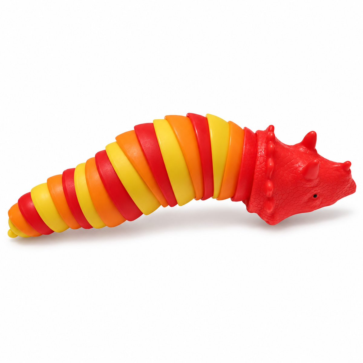 A red, orange, and yellow triceratops wiggle